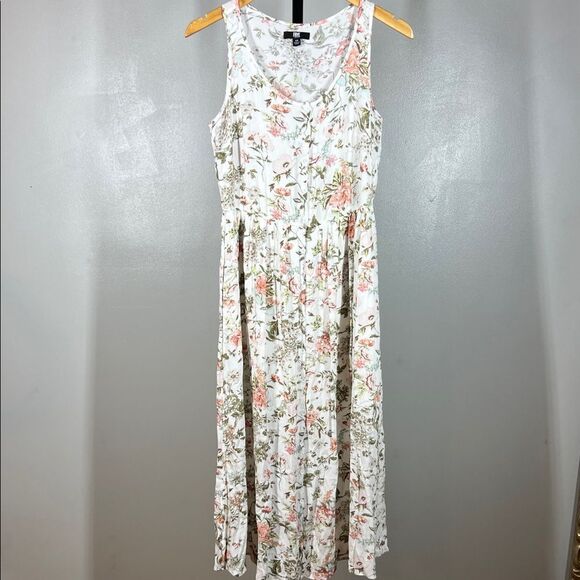 Frye Floral Print Maxi Dress - Cream and Pink - Picture 1 of 6